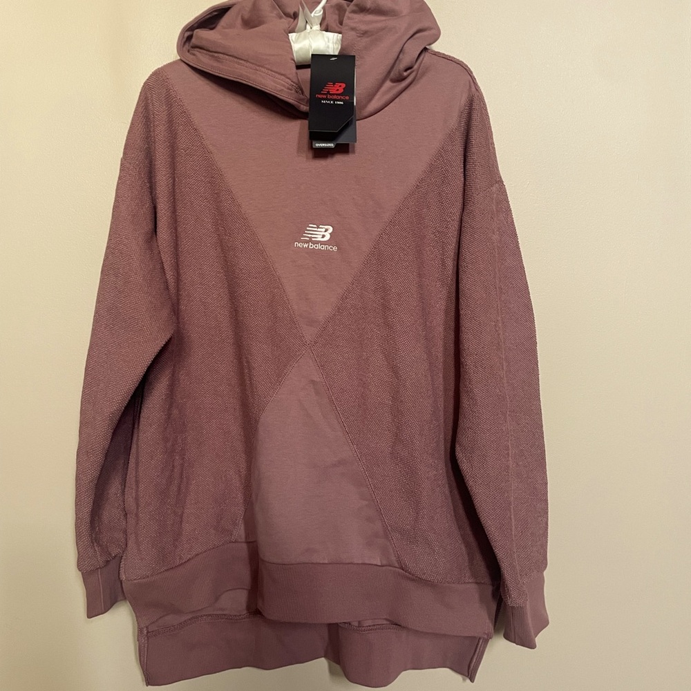 New Balance Cameo Brown Oversized Long Sleeve Hoodie